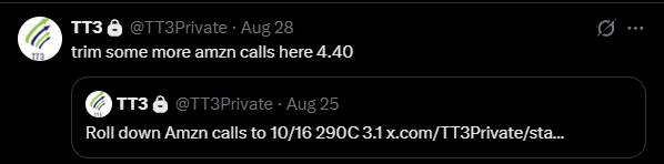 TT3 Amazon call alert at 3.10 and trim alert at 4.40